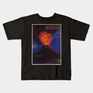 Vintage Mexico Travel Poster - Volcano Kids T-Shirt